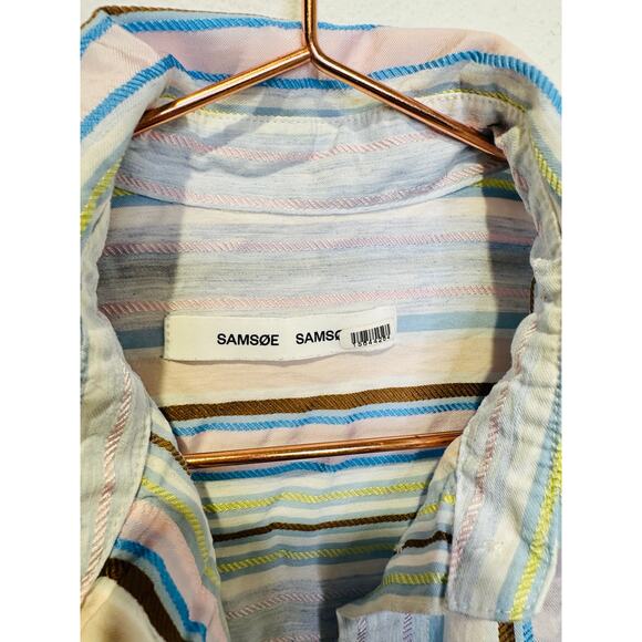 SAMSOE Multicolor Stripes Long Sleeve Collar Front Button Alfrida Shirt Size XXS - Picture 7 of 11